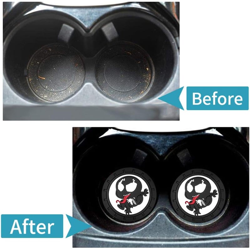 WiiFiive Venom Car Cup Holder Coasters for Marvel Fans, The Venom Car Coasters for Car Cup Holder Insert,Silicone Non-Slip Car Cup Mat,2.75'' - Image 5